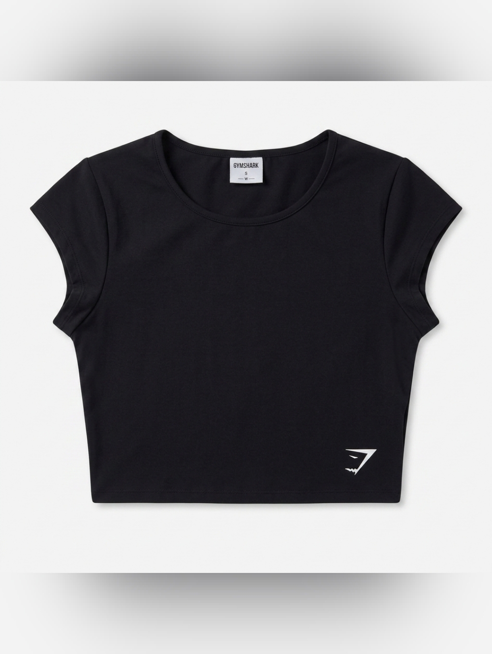 Gymshark Black Crop Tee with Logo Women's Size Medium Stretch